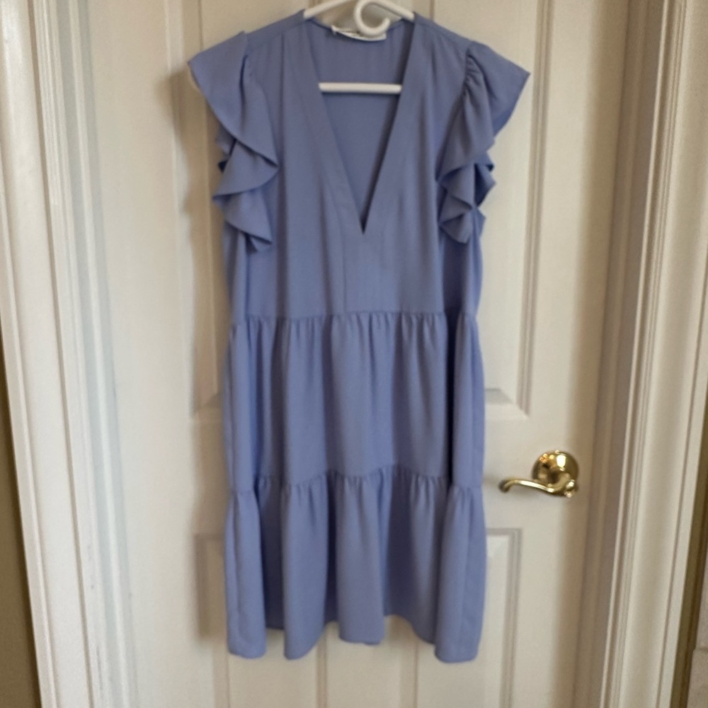 Lavender Ruffle Sleeve Dress